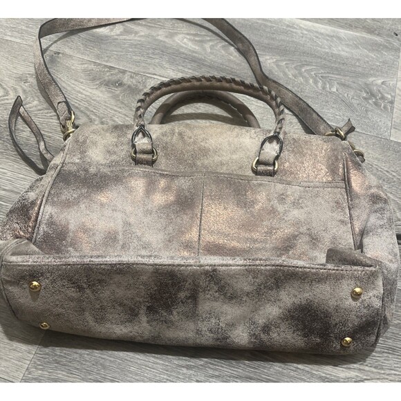 Aimee Kestenberg Soho Leather Gold Pink  Metallic Distressed Bag, Satchel - Picture 7 of 12
